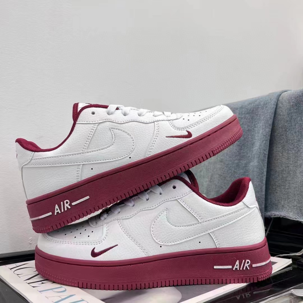 Nike air force 1 burgundy and white hotsell