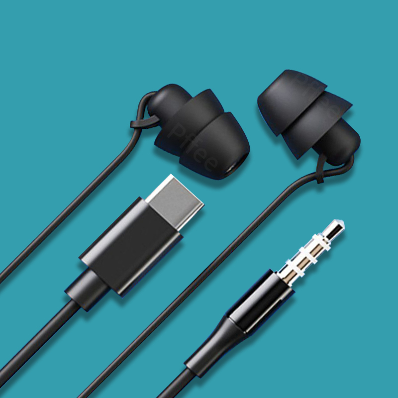 Pffee 3.5mm Jack AUX / Type C Wired Earbuds Super Bass Sleep Earphone