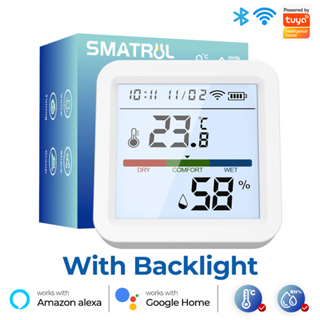 Tuya Wifi Temperature Humidity Sensor Mirror Screen LED Digital Display  Indoor Alarm Push Hygrometer Usb Alexa Google Home