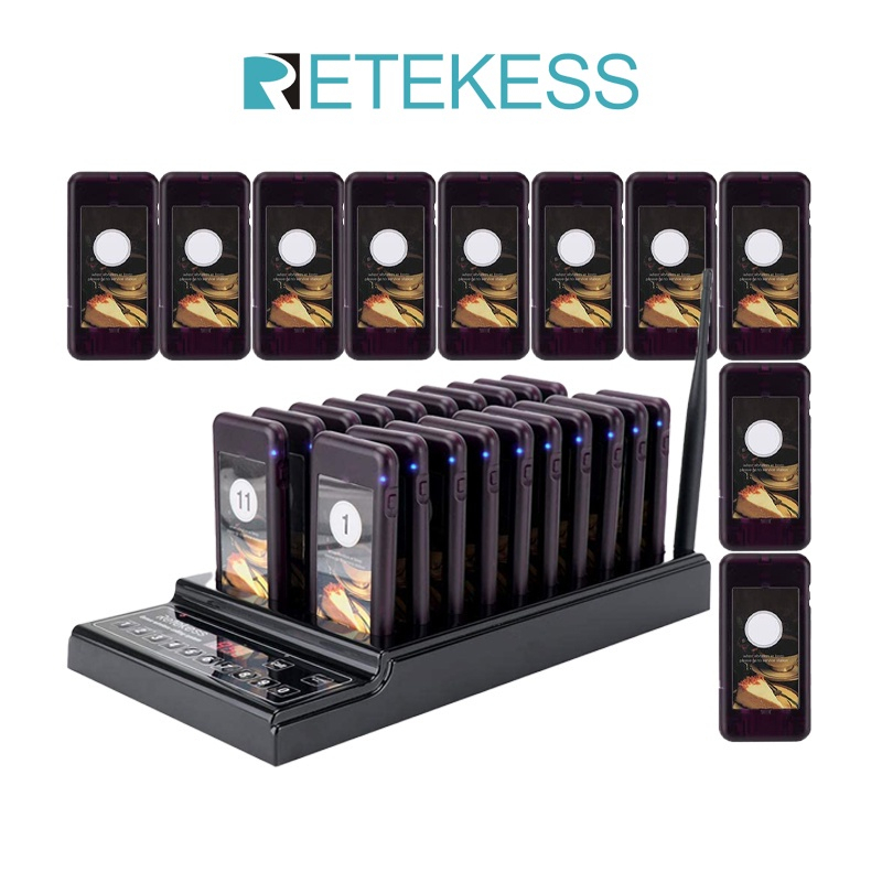 Retekess T112 Restaurant Buzzer Pager System 20 Pagers Wireless Calling ...