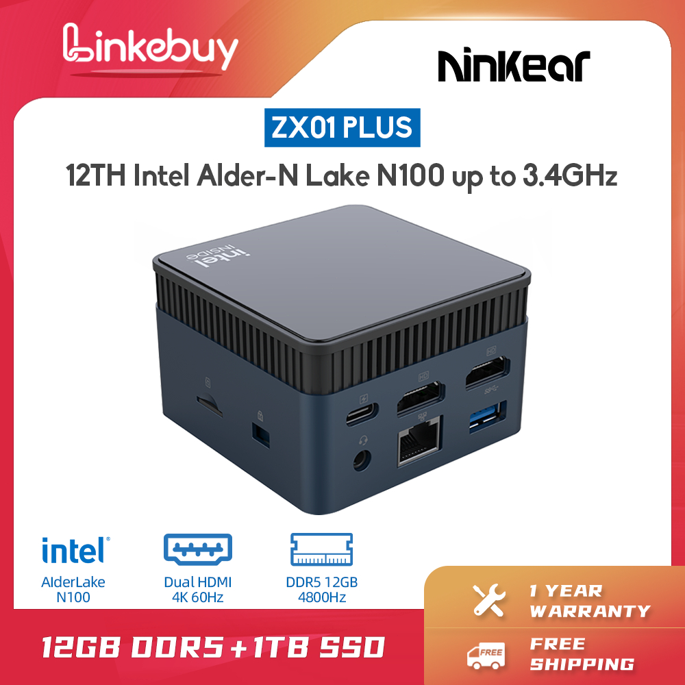 Ninkear ZX01Plus Mini PC latest 12th Gen Intel Alder-N Lake up to 3.4GHz Built-in DDR5 12GB+1TB SSD Mini computers Windows 11 Pro Desktop PC Desktop MINI PC