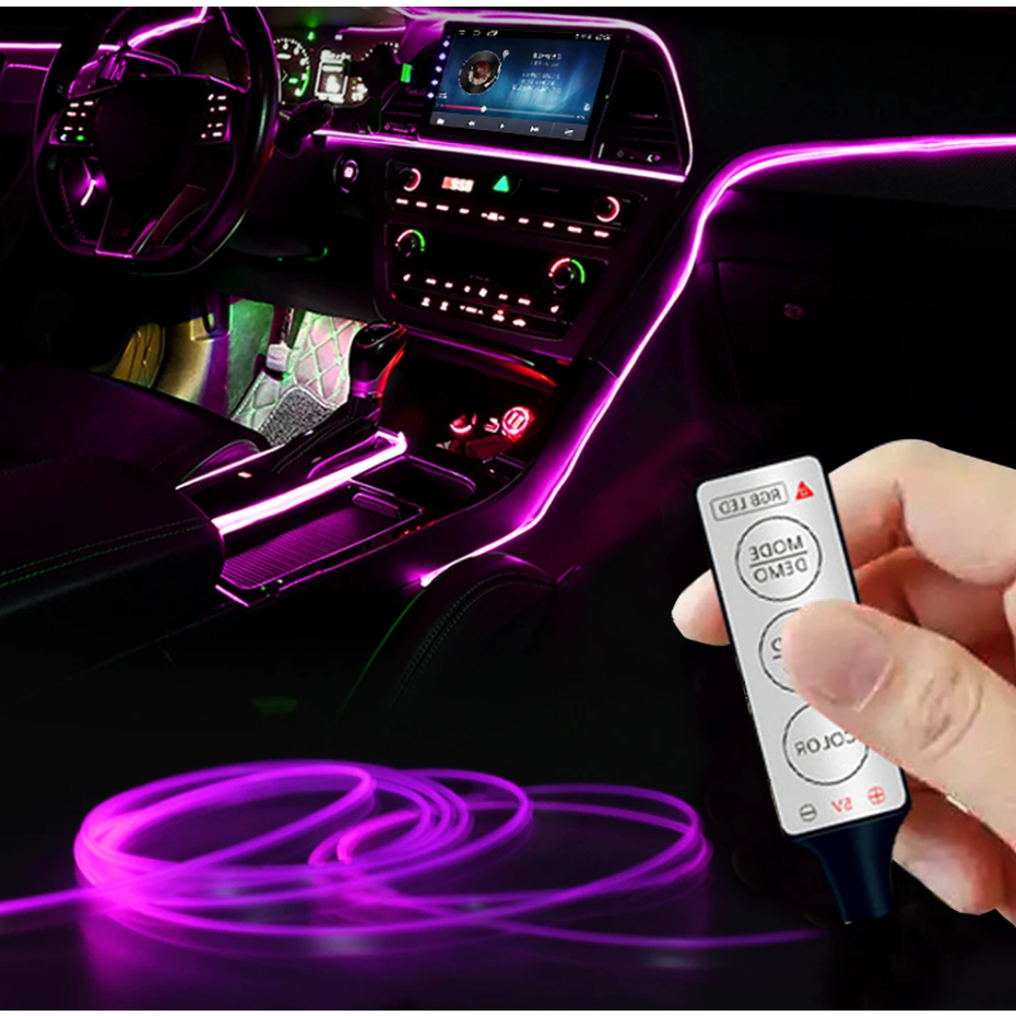 1/2/3/5M 7 Colors RGB DIY USB Remote Control LED Lamp For Car Interior ...
