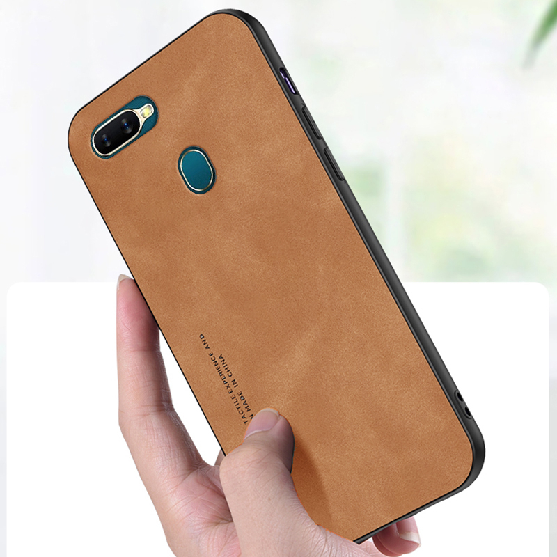 Leather Cover For OPPO A5S A12 A7 A11K F9 Pro AX7 AX5S New Casing Sheepskin  Soft Phone Case