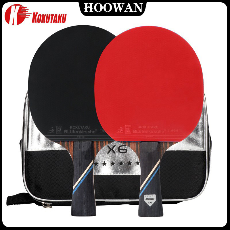 KOKUTAKU 4/5/6 Star ITTF Ping Pong Bat Profesional Racket Set With Double Rubber Table Tennis
