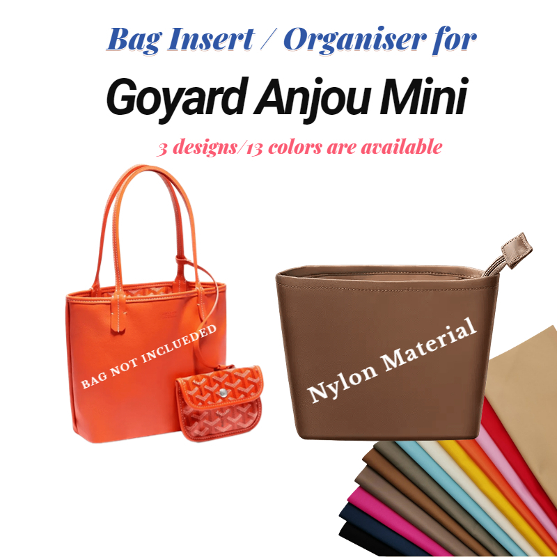 Bag Lover, Nylon Bag Insert For Goyard Anjou Mini Tote Bag Organiser Bag  Organizer Prevent Stain And Dirt 3 Designs 13+ Colors