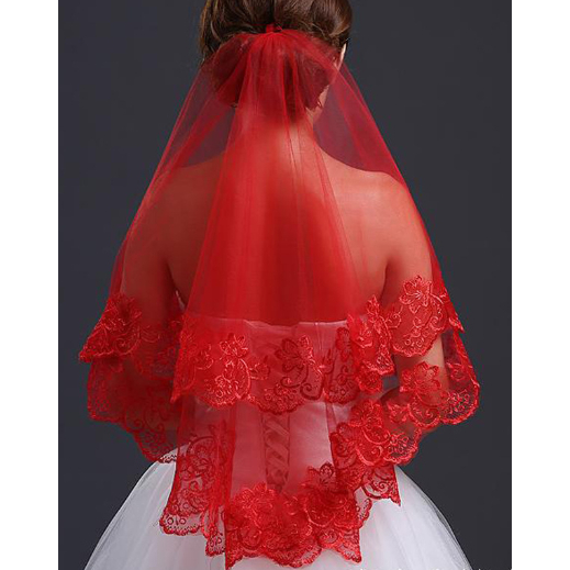 Short Lace Veil Bridal Veil 1.5 meters One Layer for Wedding Dress
