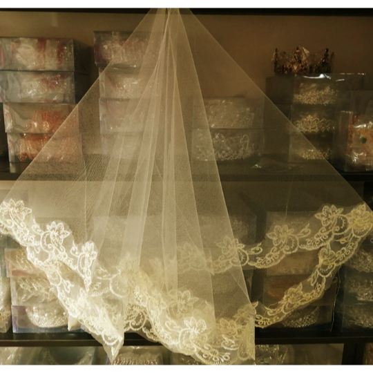 Short Lace Veil Bridal Veil 1.5 meters One Layer for Wedding Dress