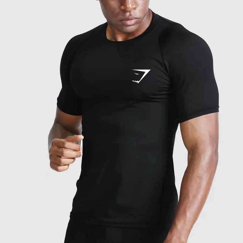 Men's Sport Top Compression Shirt Black Gym T-Shirt Workout Short Sleeve  Quick Dry Breathable Running T-Shirt Bodybuilding Summer Men's Clothing