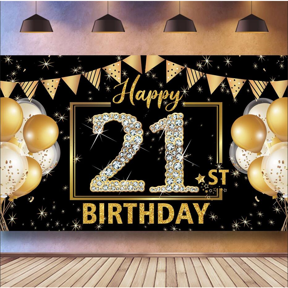 7x5ft Happy 21st Birthday Photography Backdrop Decorations for Her Him ...