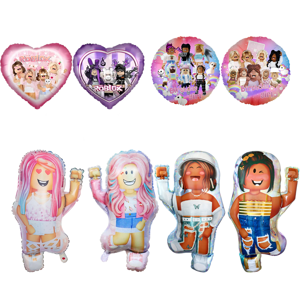 2023 New Pink Roblox Balloons Foil Balloons Robot Baby Shower Girl