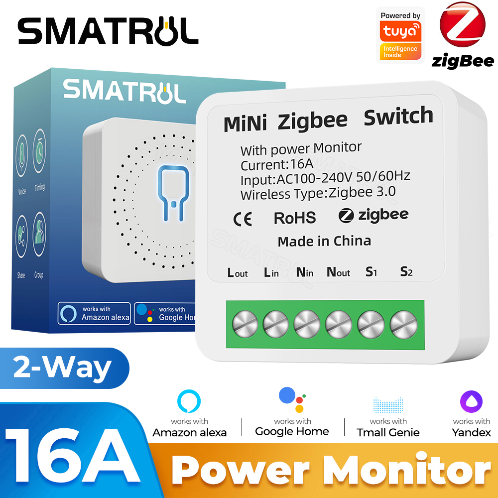 SMATRUL 16A ZigBee Relay Switch 1 Gang 2 Way Control Smart Switch