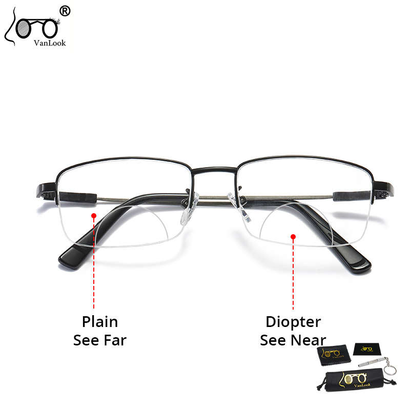 Bifocal Reading Glasses For Men Women Blue Light Blocking Memory Metal Titanium Presbyopia Specs 4644