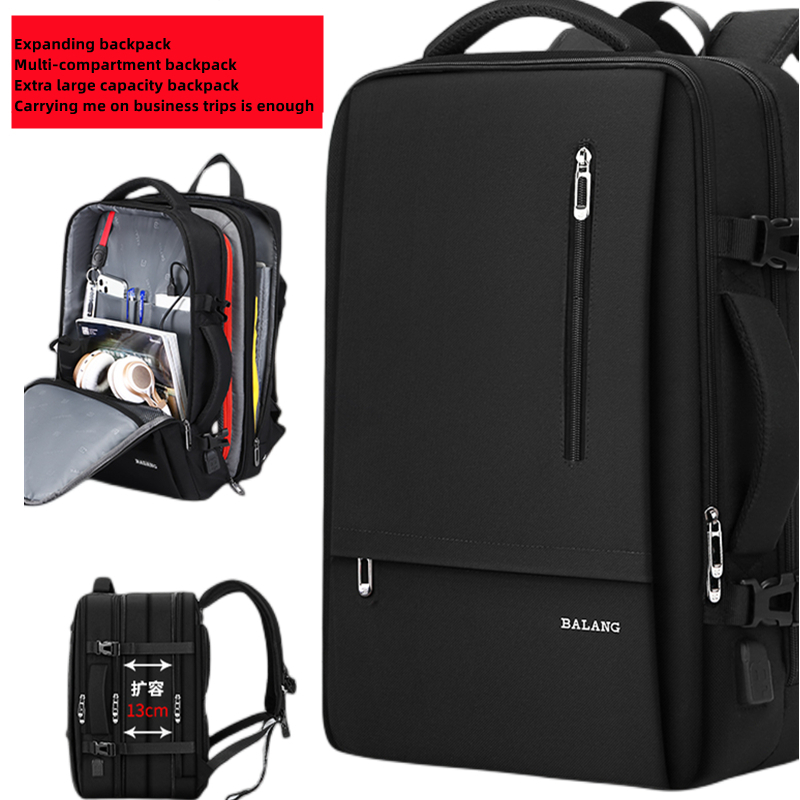 Expansion Men's Backpack Business Travel Large Capacity Bag 17.3inch