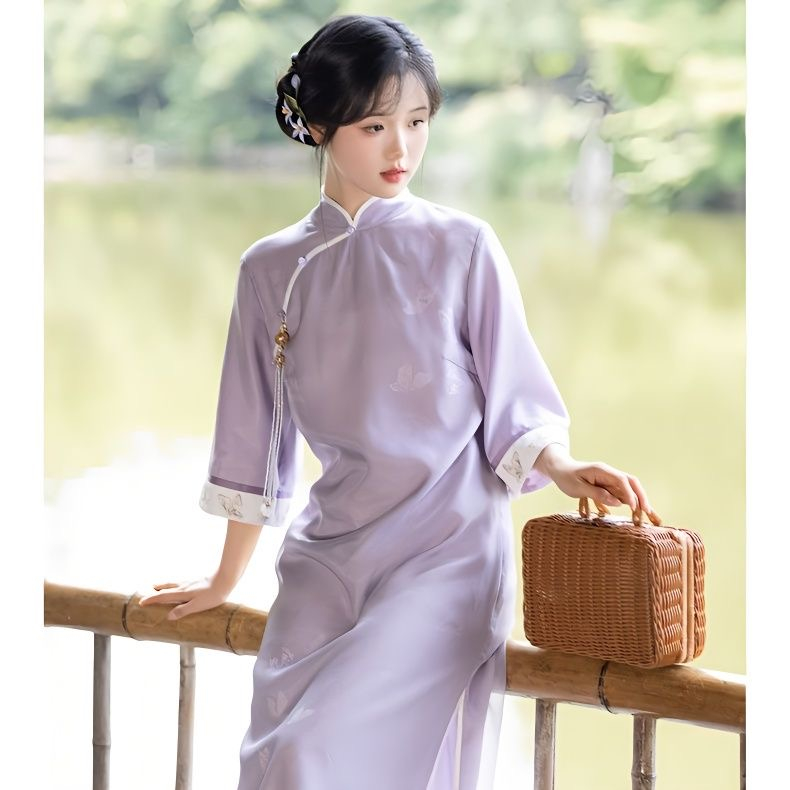 Autumn 2023 new improved Chinese Style clothing Han elements  traditional literary cheongsam dress