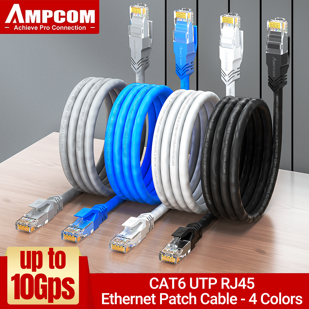 AMPCOM Ethernet Cable RJ45, CAT6 Lan Cable UTP CAT6 RJ45 Network Cable ...