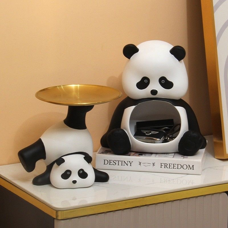 Qike Panda Entrance Closet Key Storage Tray Ornaments Bracket Living Room Home Decoration Housewarming Gift Decoration