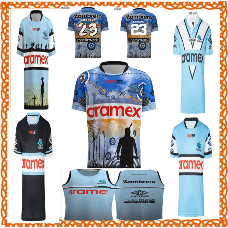 2023 Cronulla Sharks Indigenous Jersey 2023/24 CRONULLA SHARKS MENS COMMEMORATIVE ANZAC TRAINING