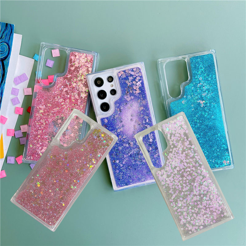 For Samsung Galaxy S21 FE 5G Clear Phone Case Glitter Sparkle Liquid Bling  Cover