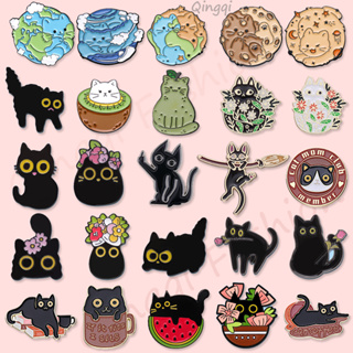1pc Enamel Pins Cartoon creative cats are cute cute black cat series  versatile bag clothing accessories badge Bag Pins Badges