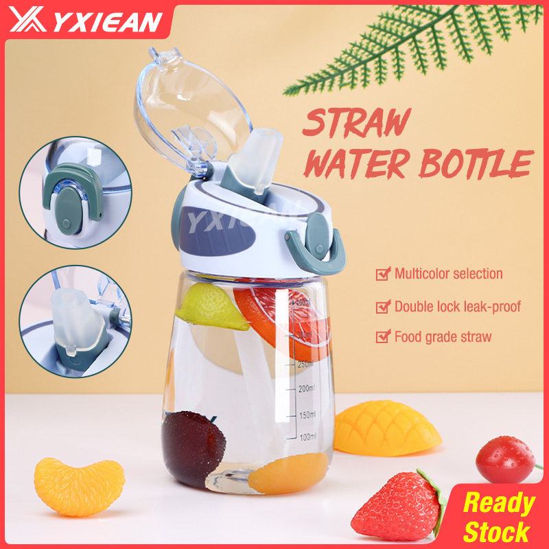 400ml/600ml Small Water Bottle Kids Heanlthy Material Cute Portable Straw Water Bottle BPA FREE