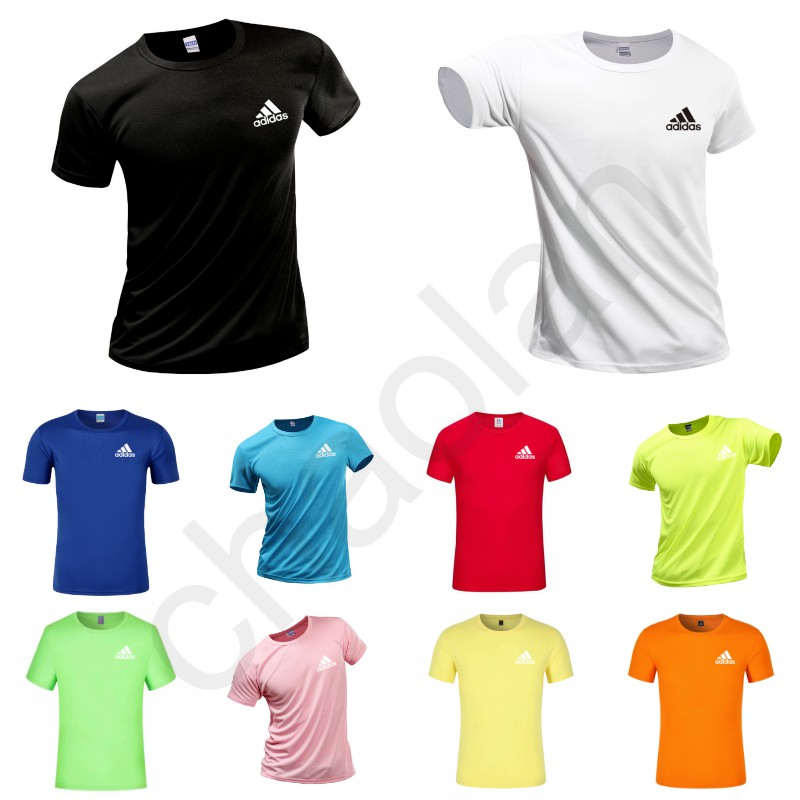 Summer men's and women's plain round neck quick-drying short-sleeved ...