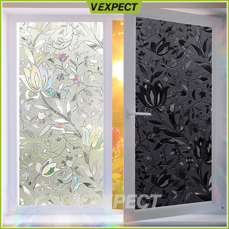 Window Film Sticker 3D Rainbow Static Cling Window Sticker Removable NonAdhesive Decorative