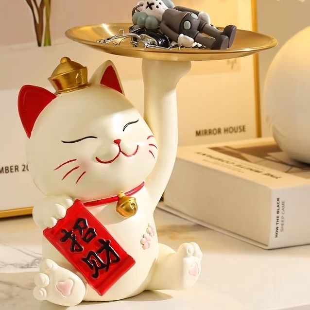Qike Creative Lucky Cat Key Storage Ornaments Home Decorations Housewarming New Opening Gift
