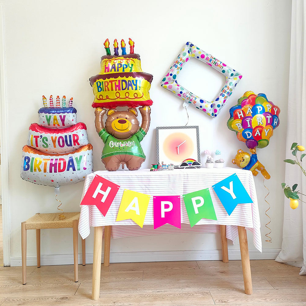 Super large birthday balloon Happy Birthday Aluminum film balloon Bear ...