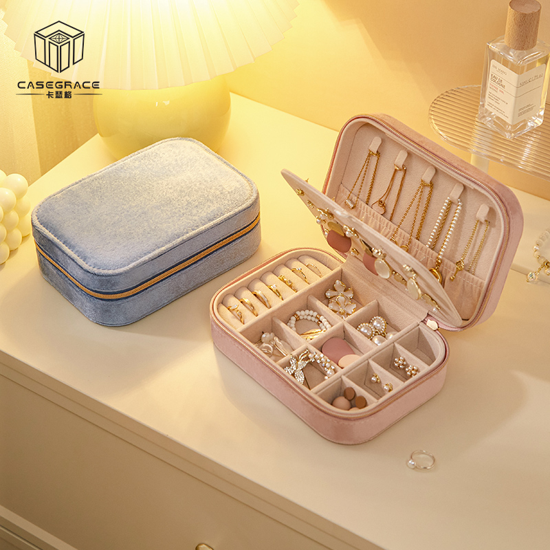 CASEGRACE Velvet Jewelry Box Organizer Gift Ring Earring Display Holder