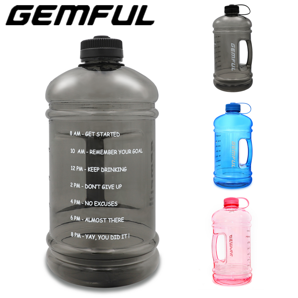 GEMFUL 3 Liter Large Water Bottle Inspirational BPA Free with Time