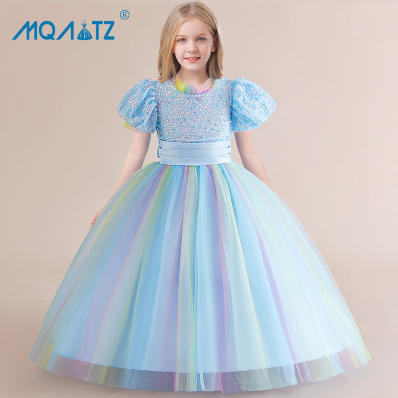 MQATZ Summer Sequin Party Dress For Girl Children Costume Lace