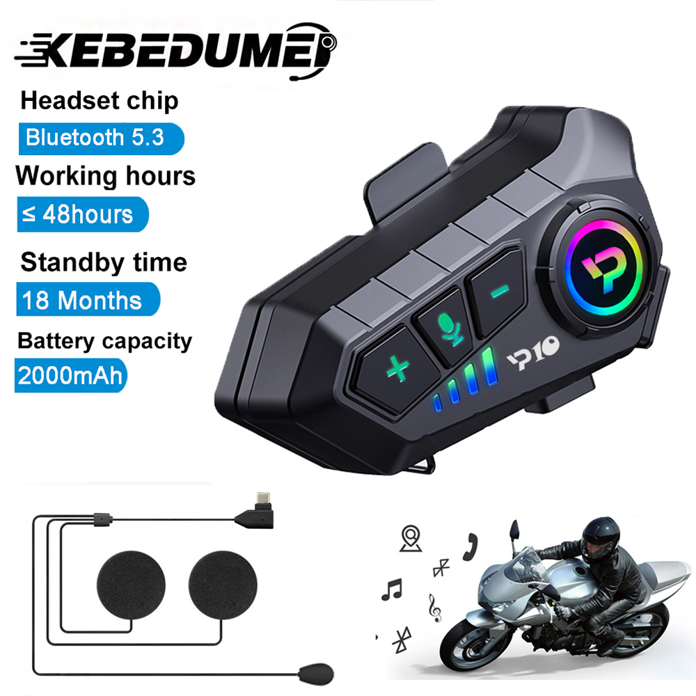 Bluetooth 5.3 Motorcycle Helmet Headset Wireless IPX6 Waterproof Noice ...