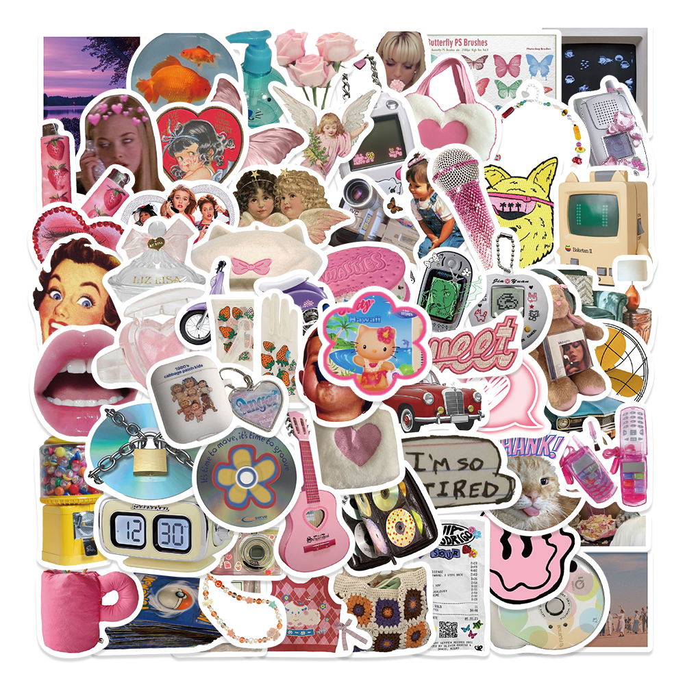 10,30,50pcs Cute Pink Stickers Pack, Aesthetic INS Style Kawaii Bear Vinyl  Stickers for Laptop Phone Scrapbook Car Luggage Waterproof Decals 