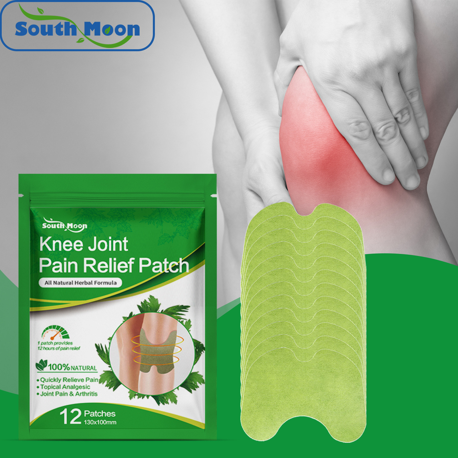 South Moon Knee Joint Pain Relief Patch 12pcs/Bag Wormwood Cervical ...