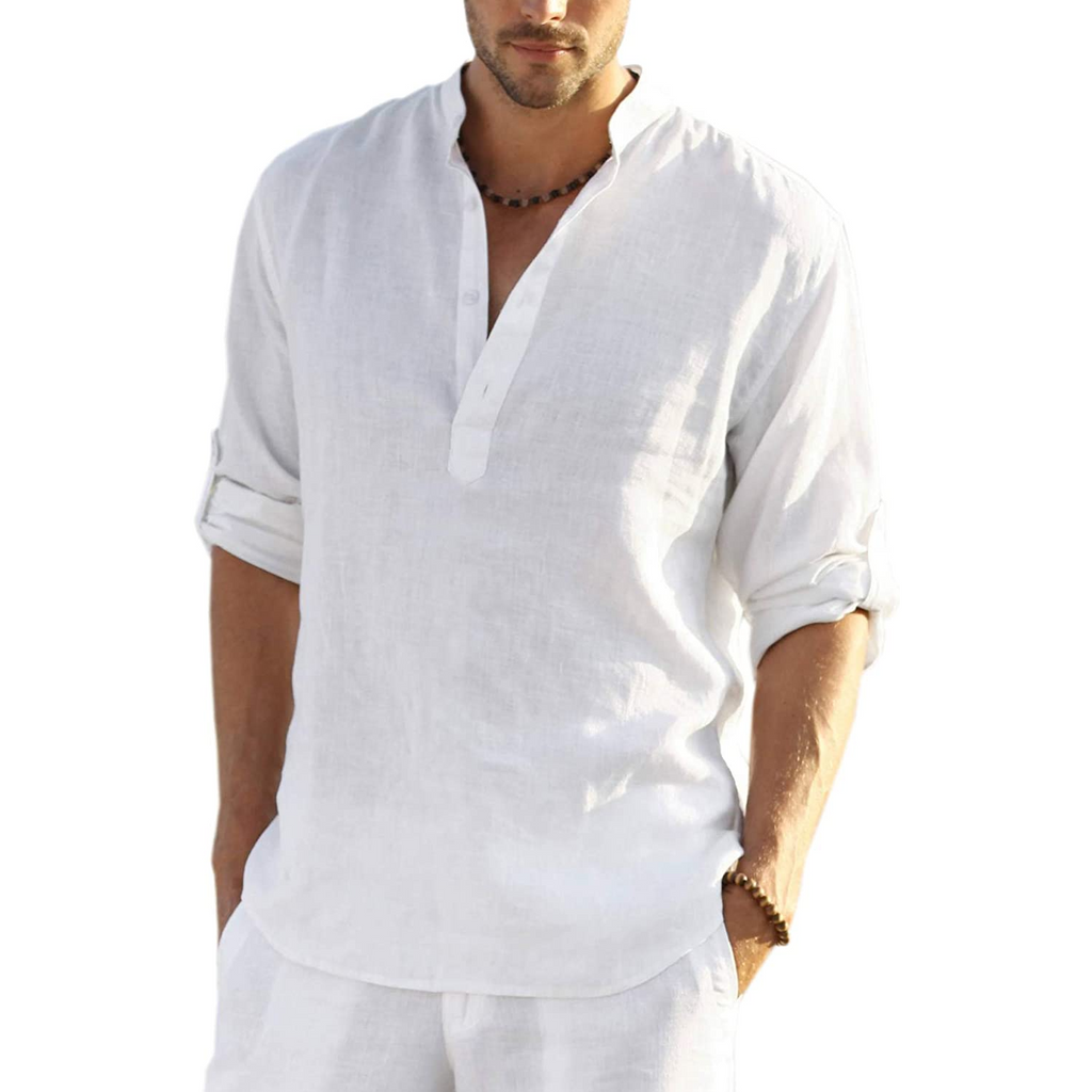Men Linen Loose Solid Color Cotton T-shirt | Shopee Singapore