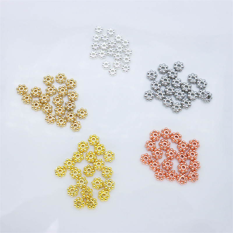 30pcs 14k Gold Snowflakes Pearl Flower Hat Bead Holder Spacer Beads Diy Handmade Bracelet Necklace Jewelry Material Accessories