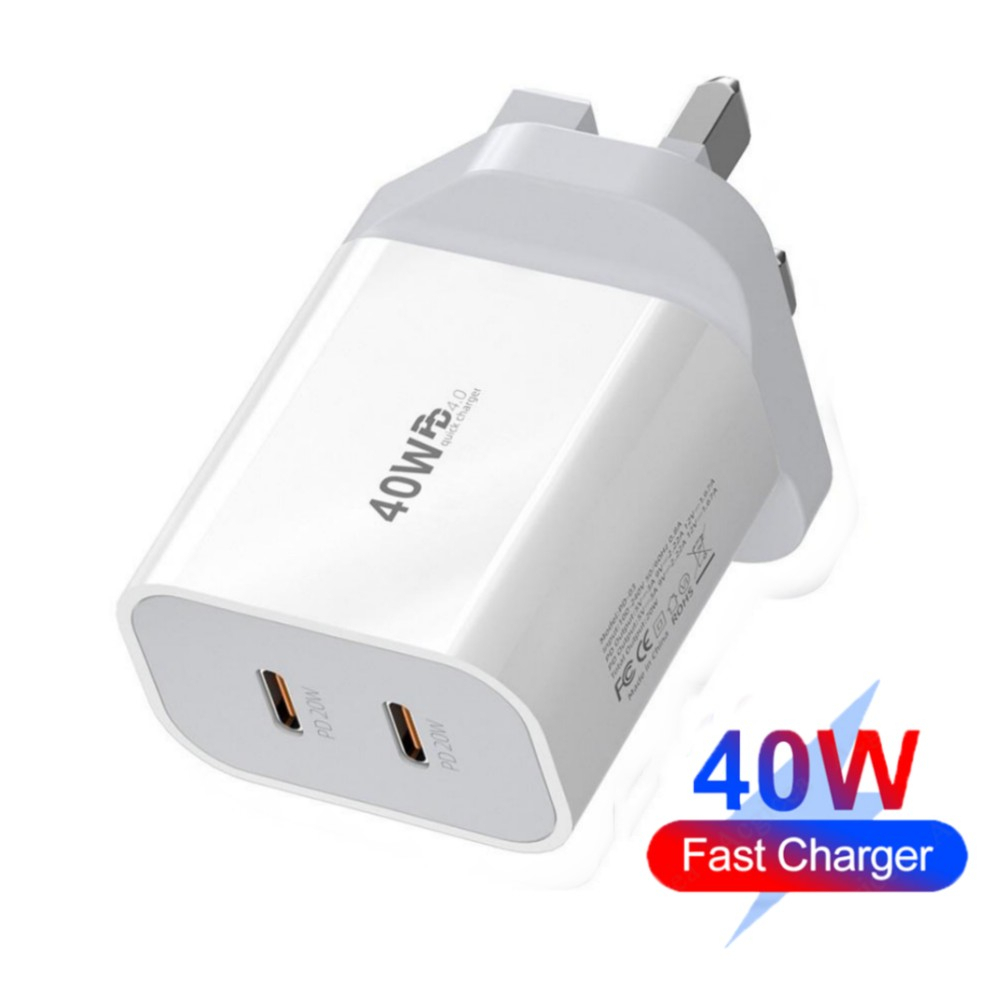40W USB C Charger Quick Charge QC 3.0 Dual PD Charger Type C Fast