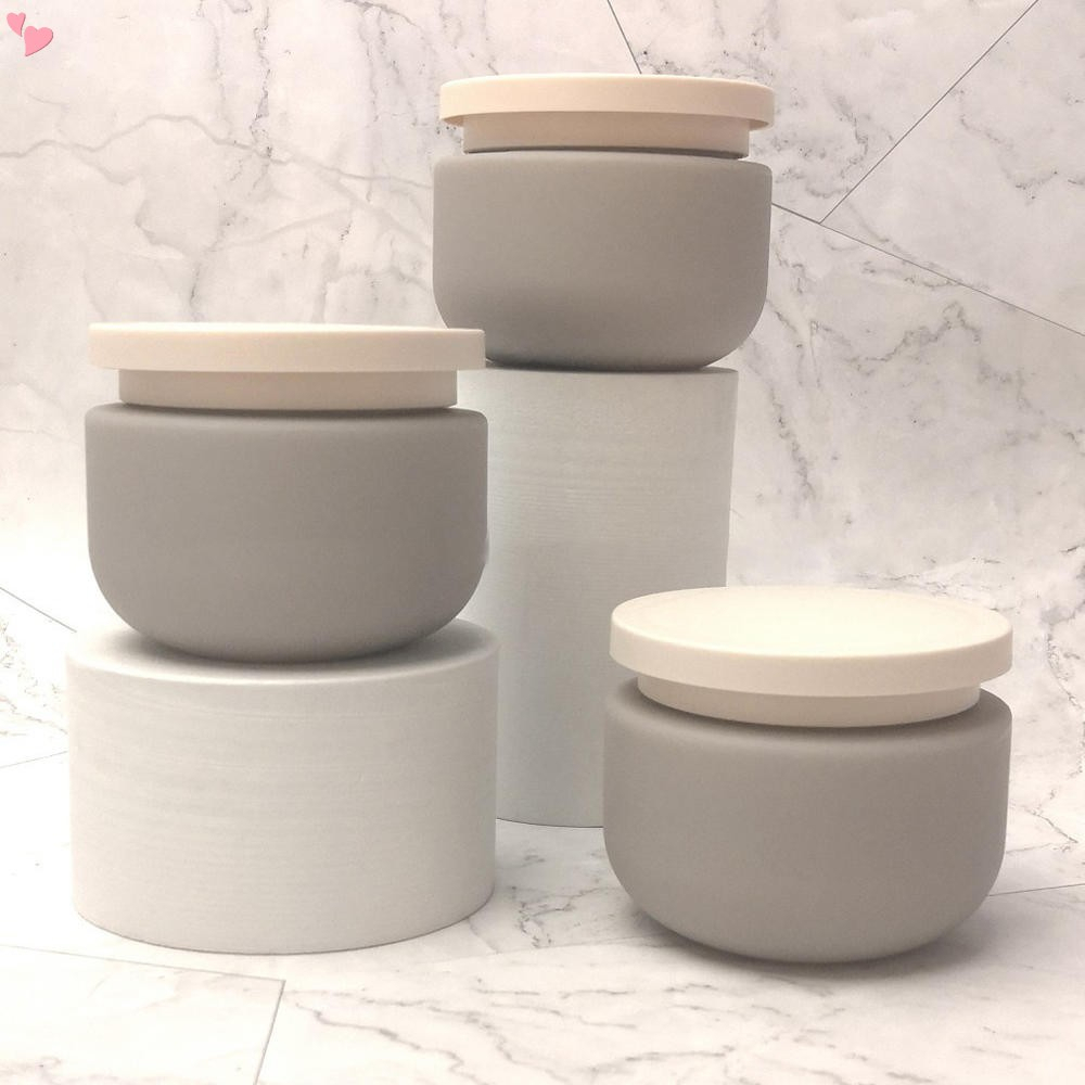 250Ml/8oz Gray Empty Plastic Cosmetic Containers With Round Lid For ...