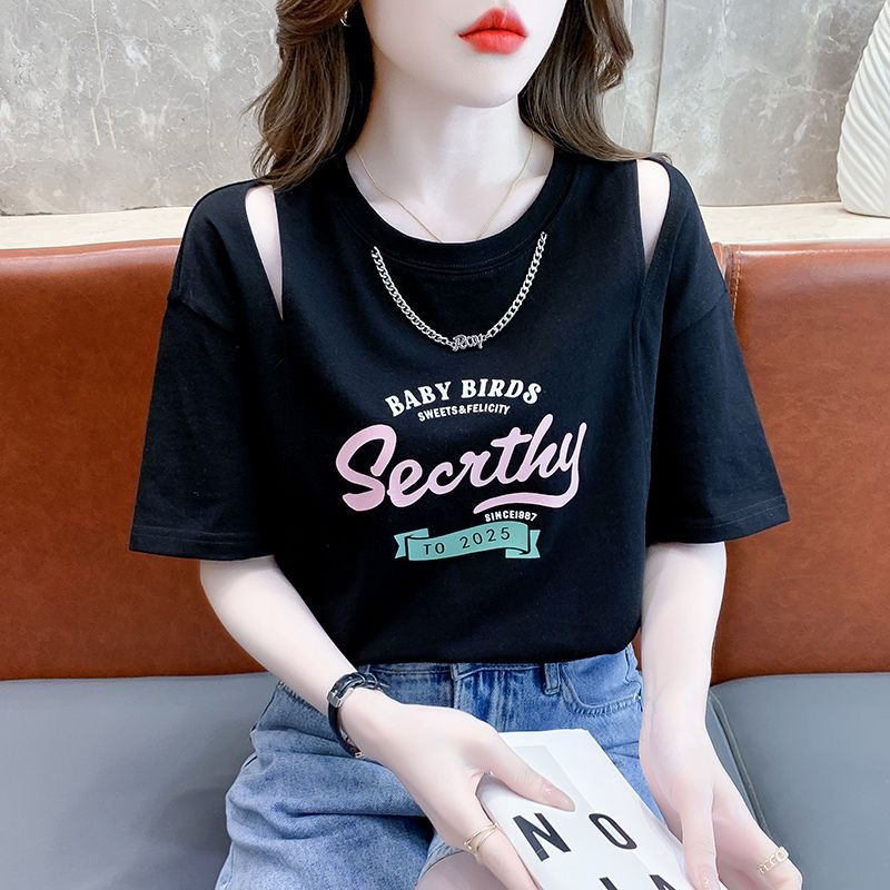 Fake Two Piece T-shirt Short Sleeve Women's New Summer Fashion 