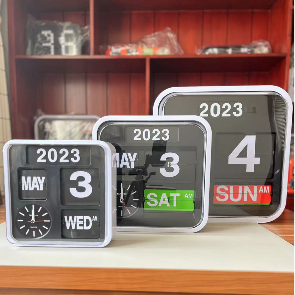 Ready Stock Taiwan Huaqi Fartech English Page Flip Clock Large Size