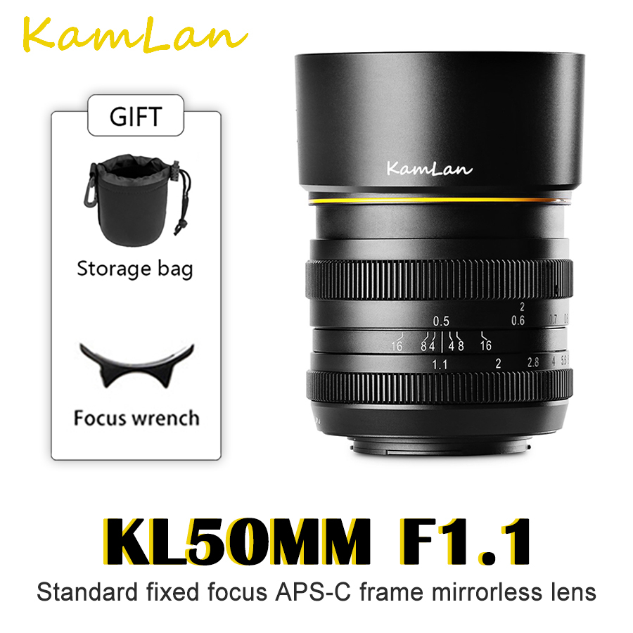 Kamlan 50mm F1.1 APS-C top Large Aperture Manual Focus Lens for Sony E-Mount