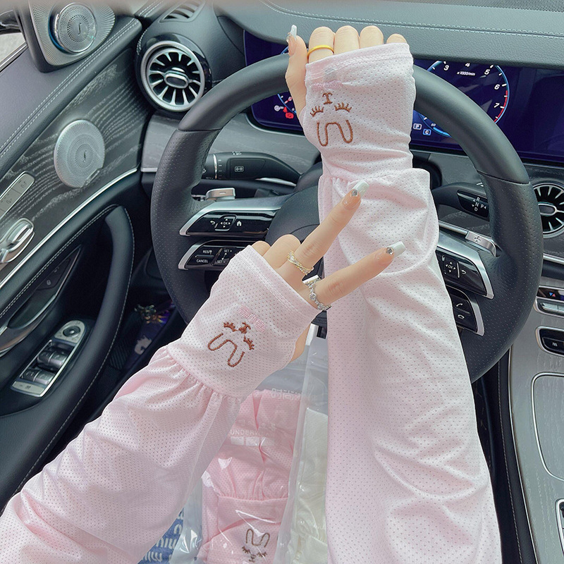 Butterfly Ice Silk Arm Sleeves For Women - UV Protection Sun Sleeves With Lace Design