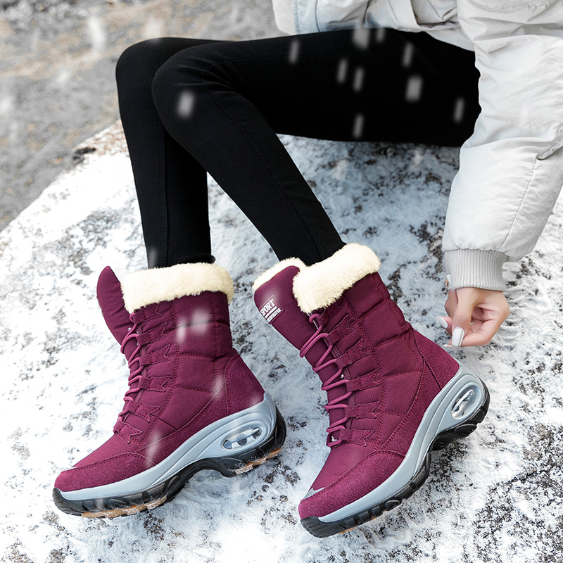 Ankle Boots Women Winter Waterproof Shoes Keep Warm Non-slip Black Snow ...