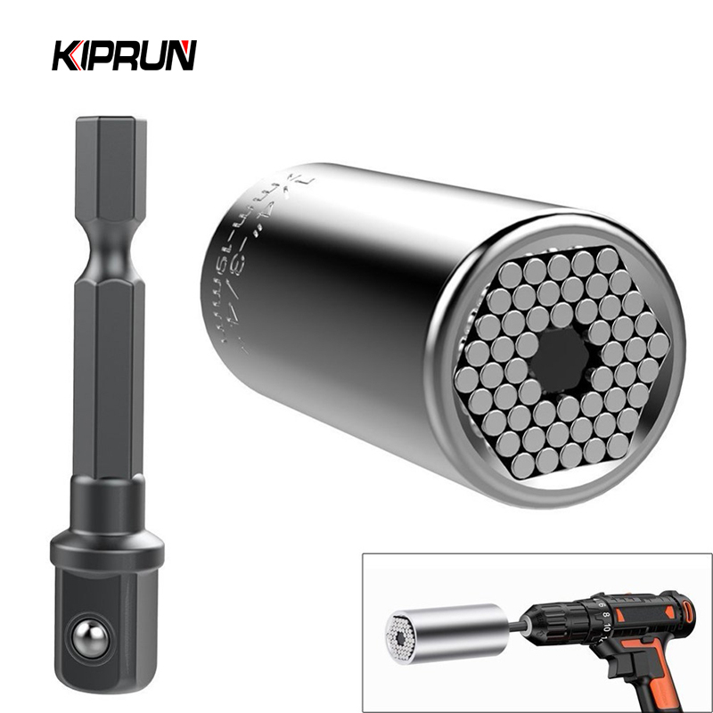 KIPRUN Universal Torque Wrench Spanner Grip Multi Function Ratchet Socket 7-19mm Power Drill  Ratchet Bushing Spanner