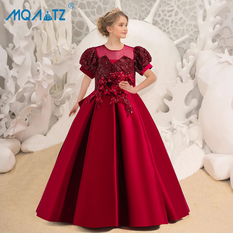 MQATZ Flower Kids Party Dress For Girls Children Costume Puff