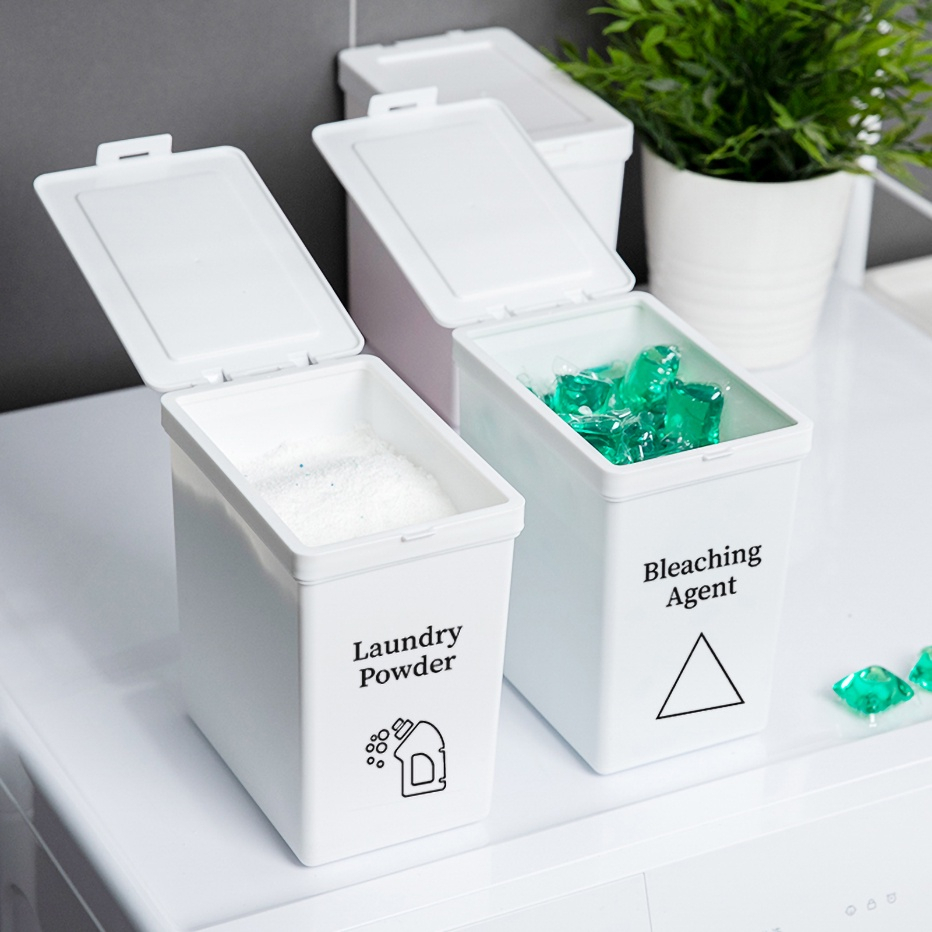 White Laundry Room Storage Box Scent Booster Laundry Beads Powder ...