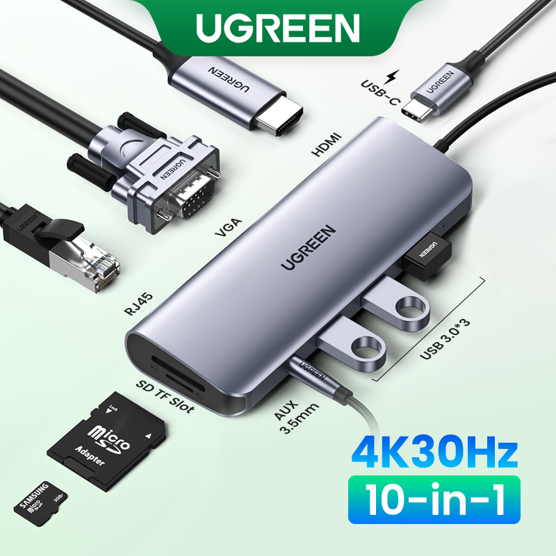 Hub Type-C 10 en 1 USB C vers 4K HDMI RJ45 PD 100W Charge USB3.0 SD/TF