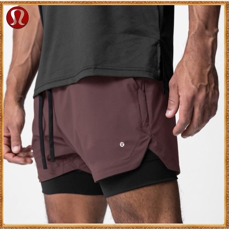Lululemons European size Men's Sports Casual Shorts Double Layer Fitness Wicking Quick-Drying Shorts SCDK1
