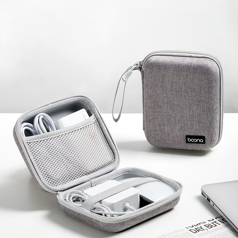 Hard Shell Laptop Power Supply Organizer Case Travel Carrying Power Source Mouse Storage Case