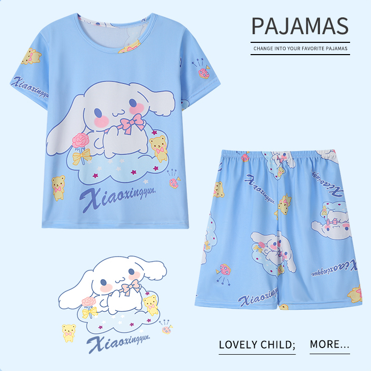 Baby Girl Pyjamas Kawaii Short Sleeve Nighties Kuromi Cinnamoroll Cute ...